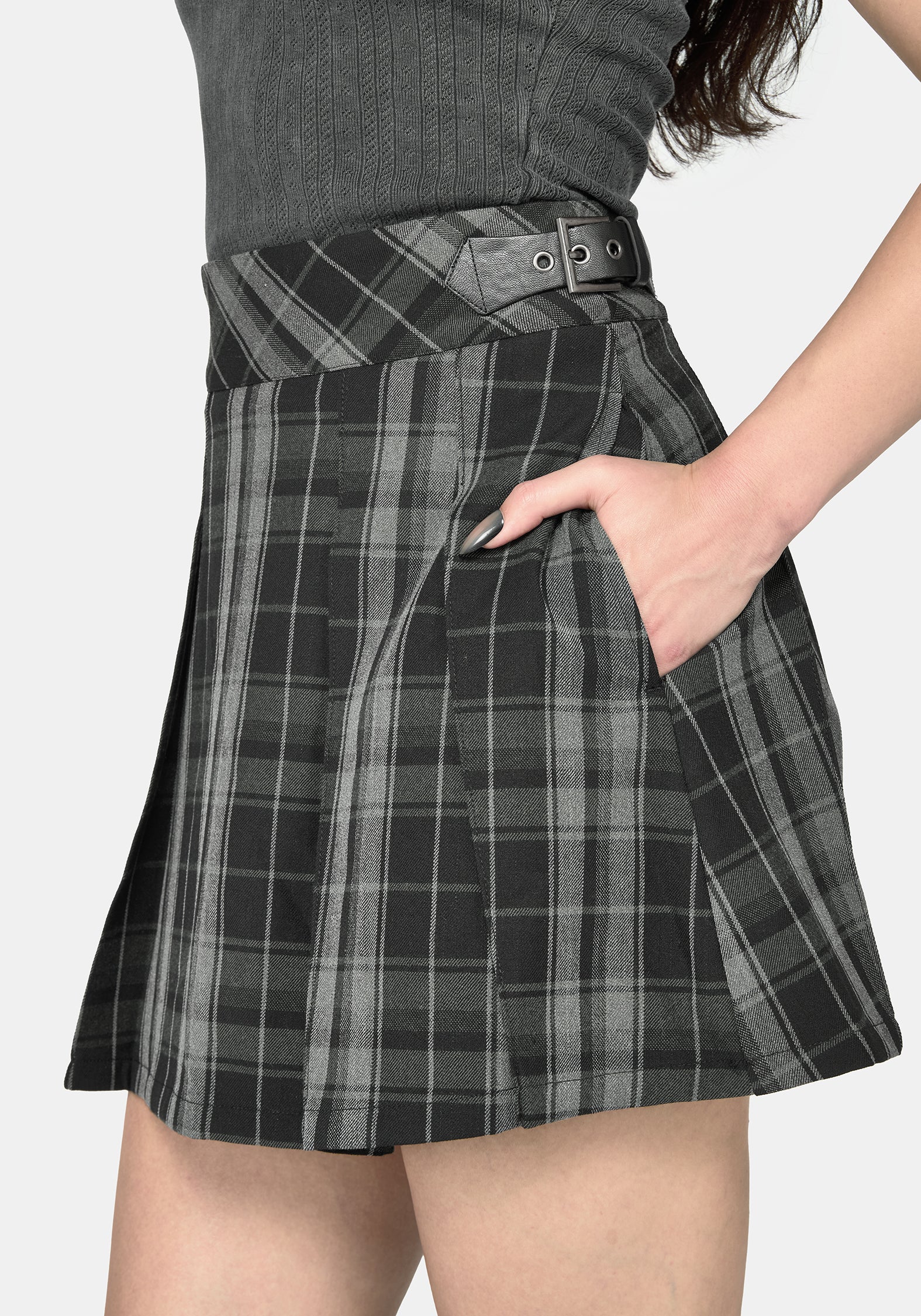 Bramble Buckled Mini Skirt - Dark Green