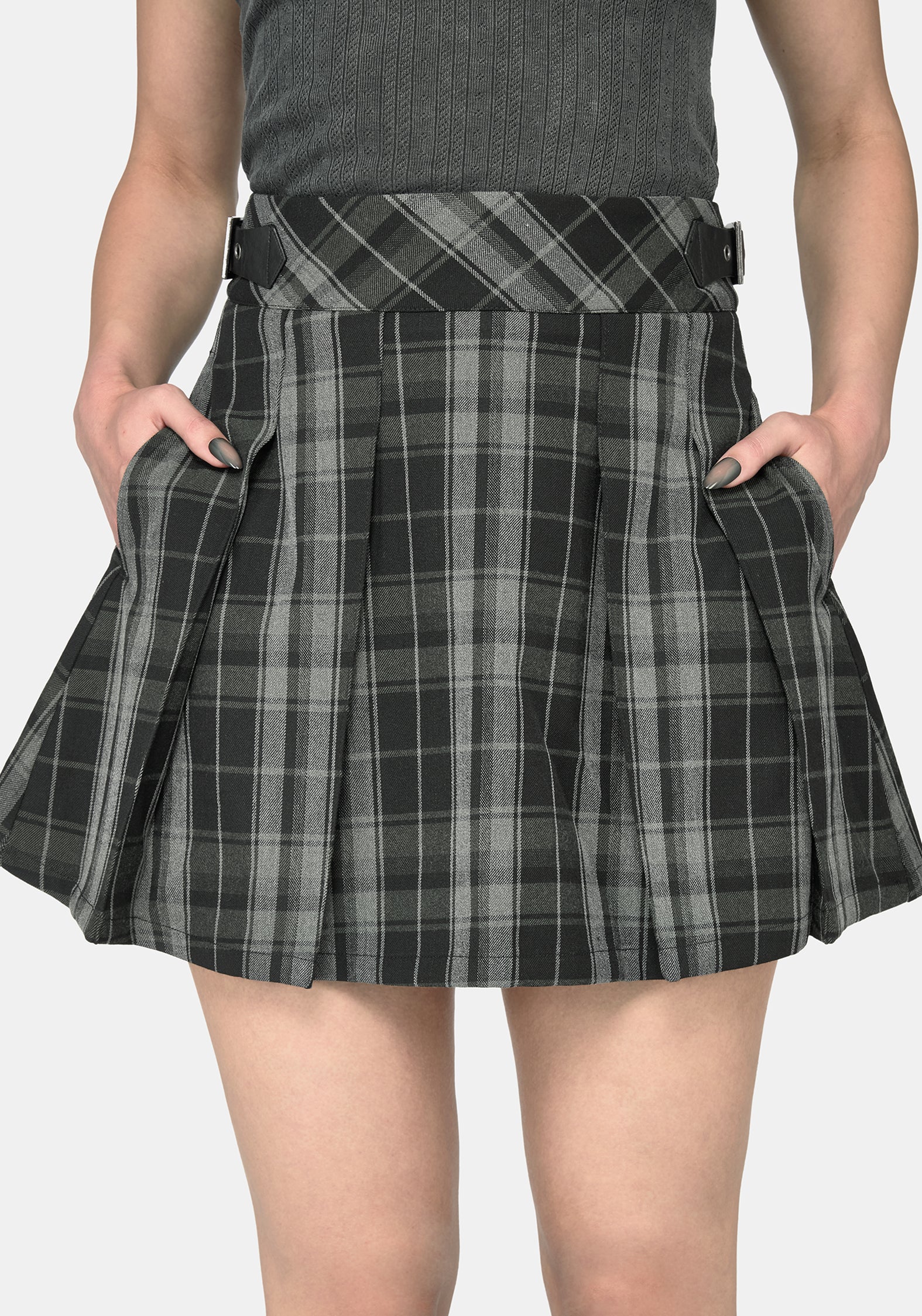 Bramble Buckled Mini Skirt - Dark Green