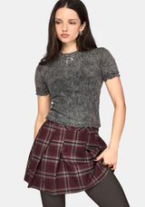 Bramble Buckled Check Mini - Burgundy