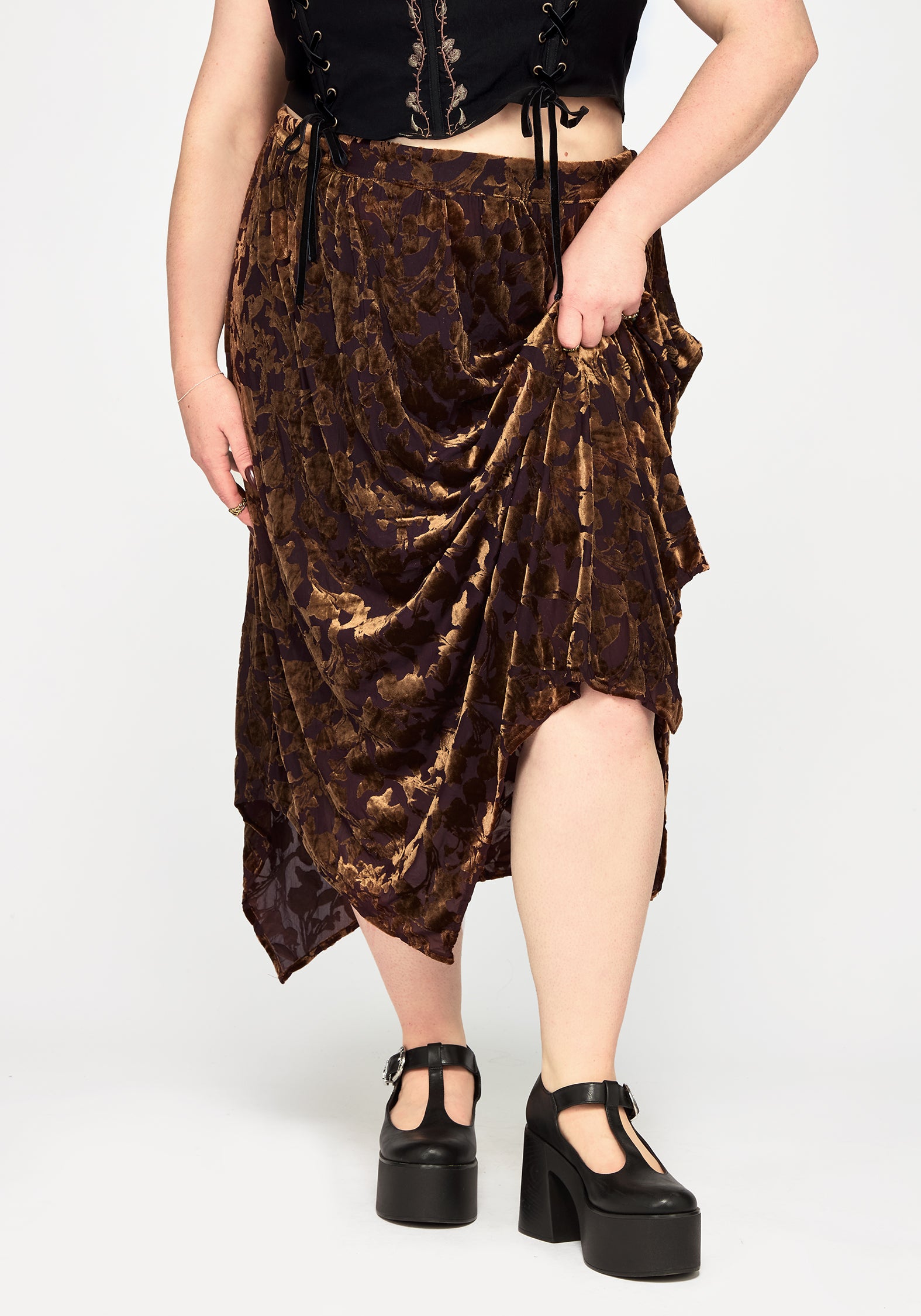 Sienna Devore Hanky Hem Midaxi Skirt