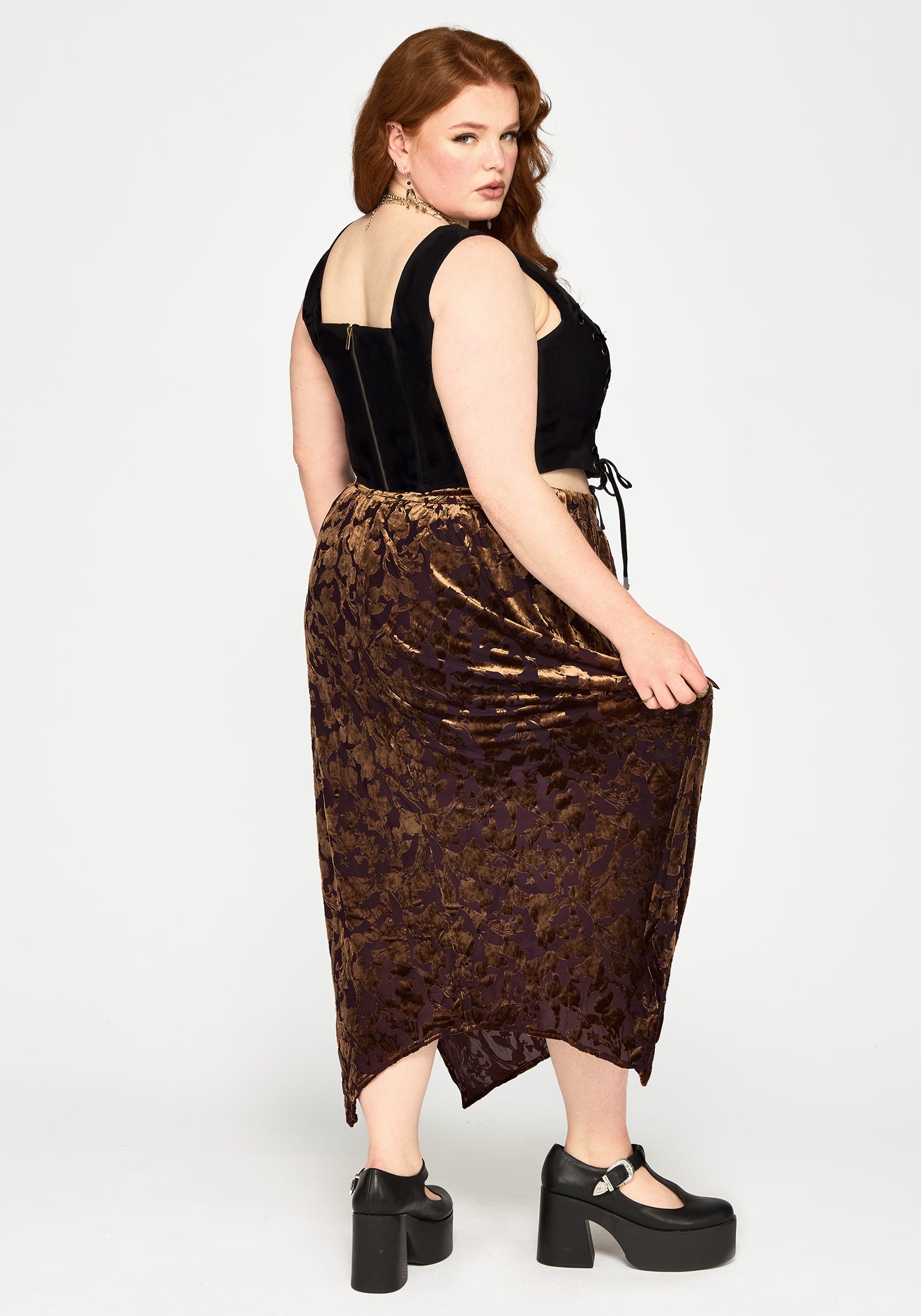Sienna Devore Hanky Hem Midaxi Skirt