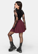 Moonage Pleated Mini Skirt  - Burgundy