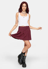 Charli Pinstripe Mini Skirt - Burgundy