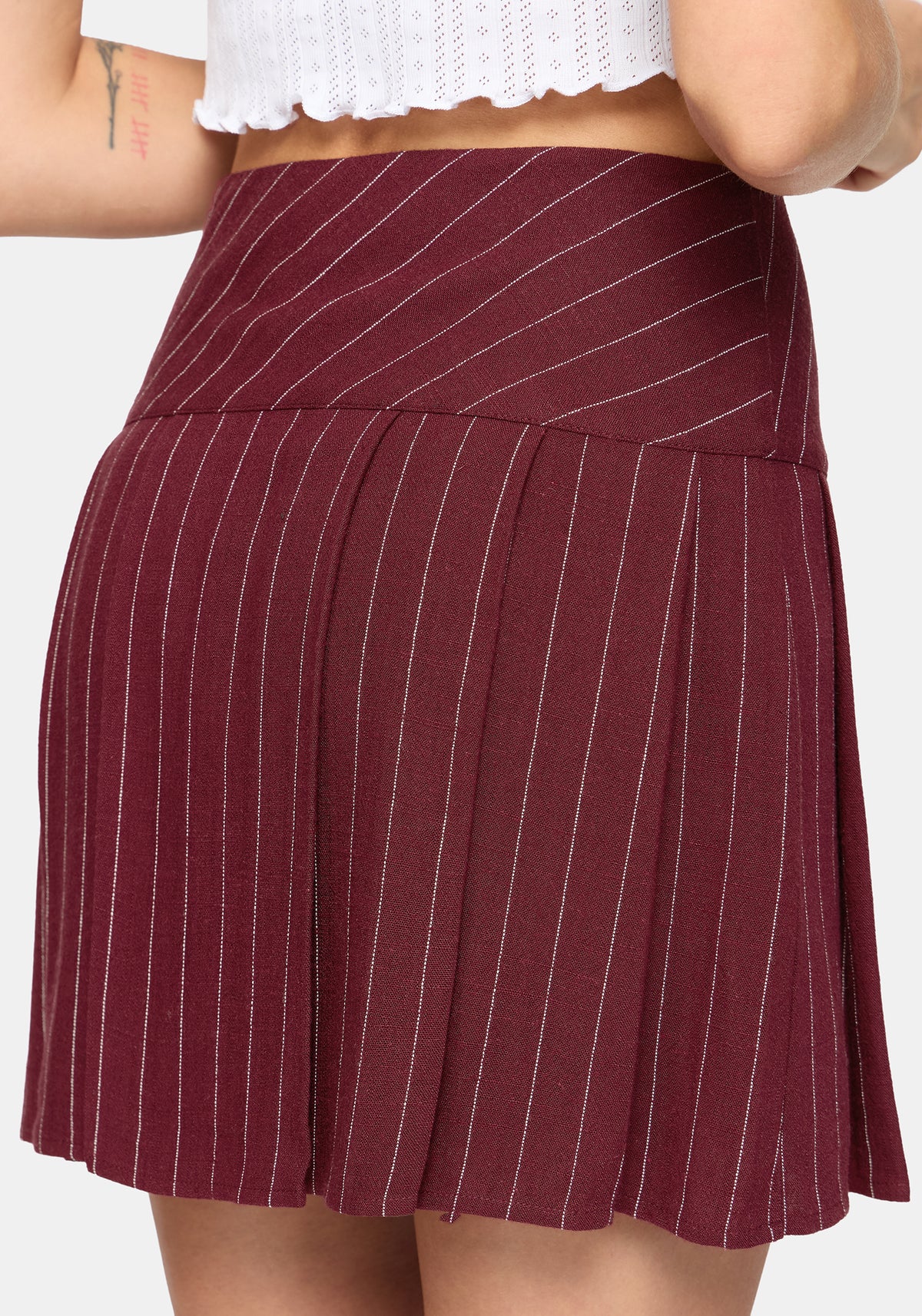 Charli Pinstripe Mini Skirt - Burgundy