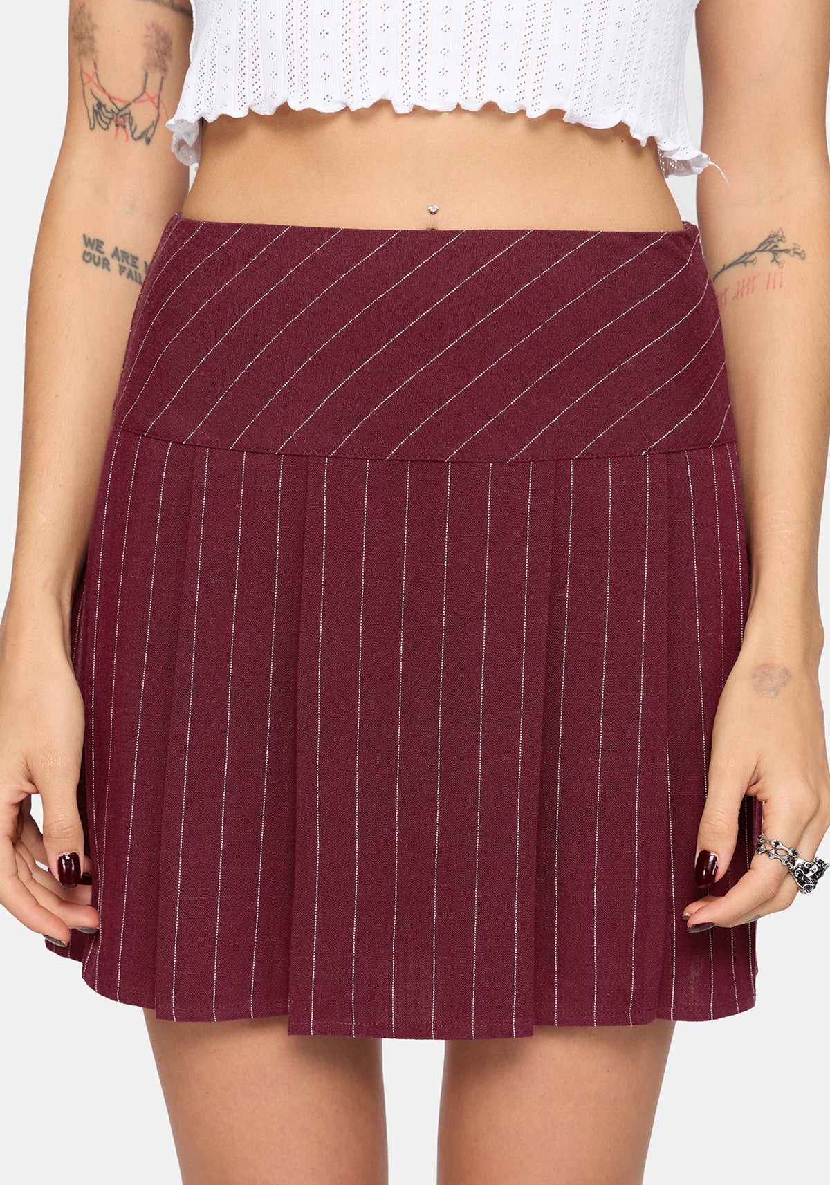 Charli Pinstripe Mini Skirt - Burgundy