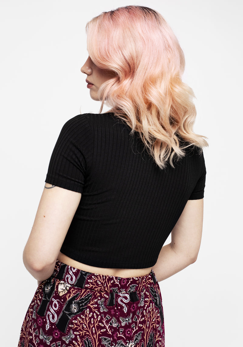 Dolore Rib Embroidered Crop Top