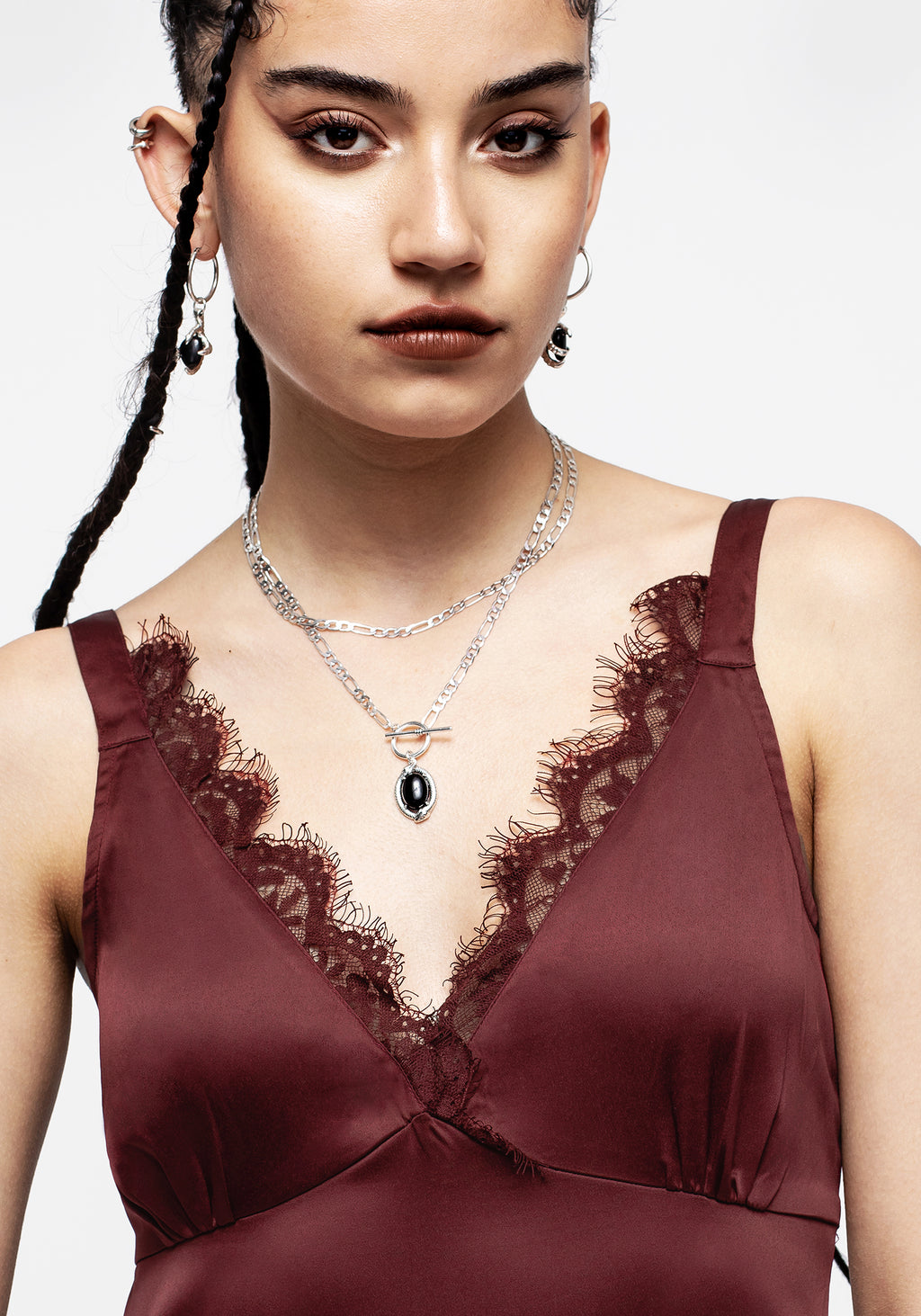 Medeina Lace Trim Satin Midi Slip Dress Red Disturbia medeina-lace-trim-satin-midi-slip-dress-red-disturbia