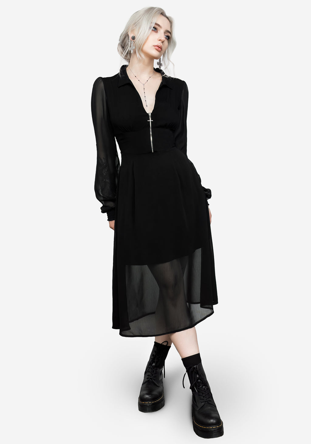 Nancy Sheer Midi Shirt Dress Disturbia nancy-sheer-midi-shirt-dress-disturbia