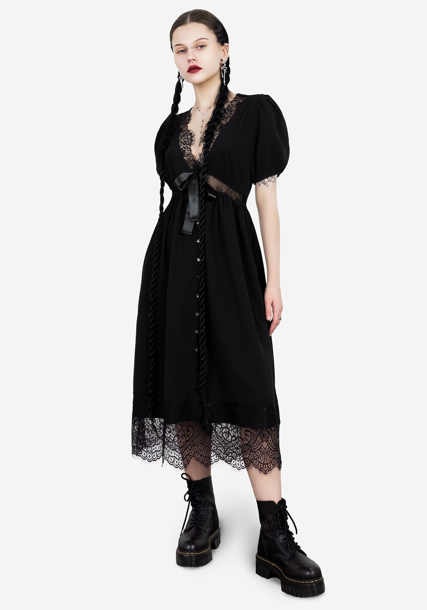 Disturbia | Mortuary Lace Button Up Midi Dress | Dresses Disturbia | Mortuary Lace Button Up Midi Dress | Dresses