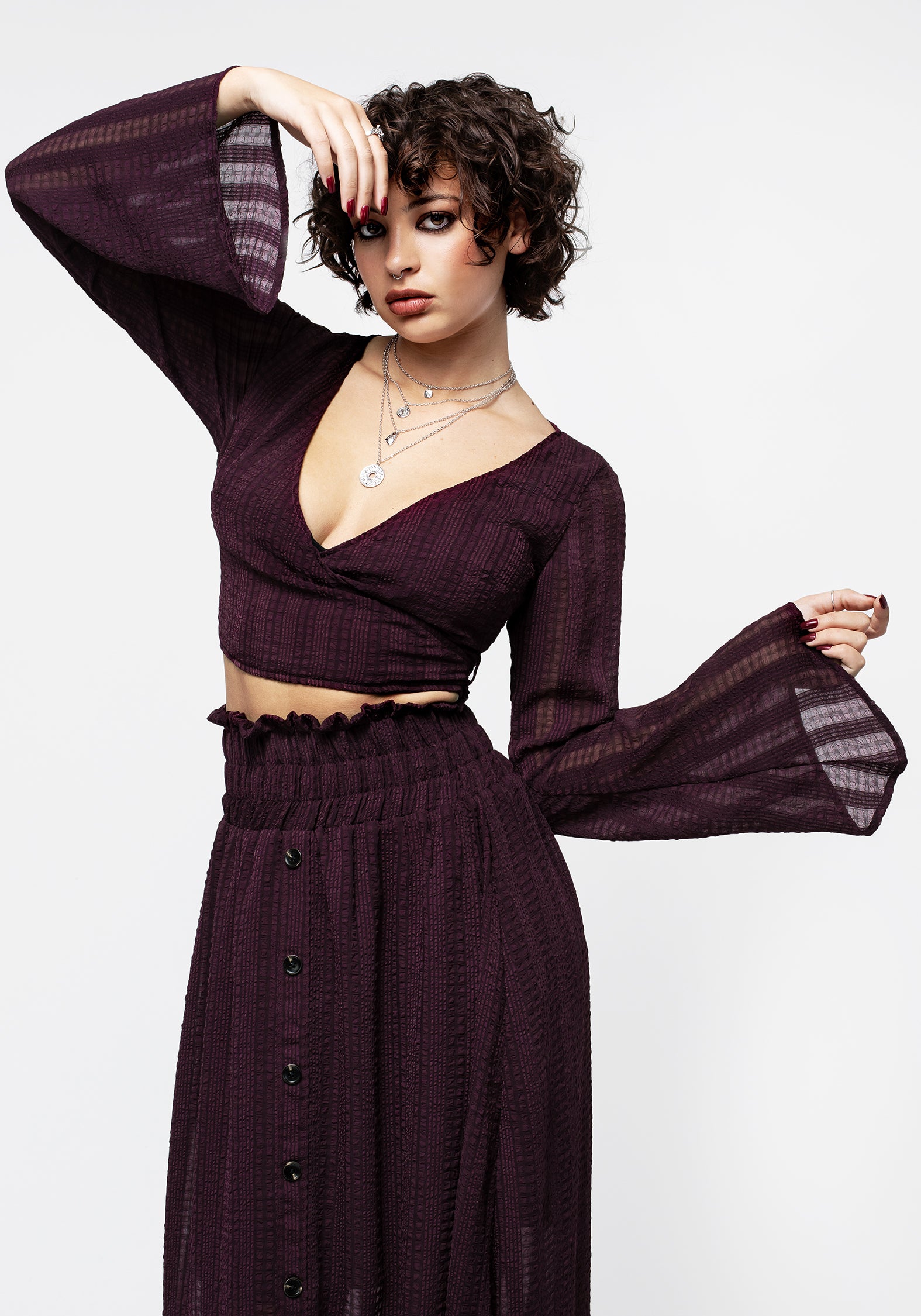 Enola Bell Sleeve Co-ord Wrap Top