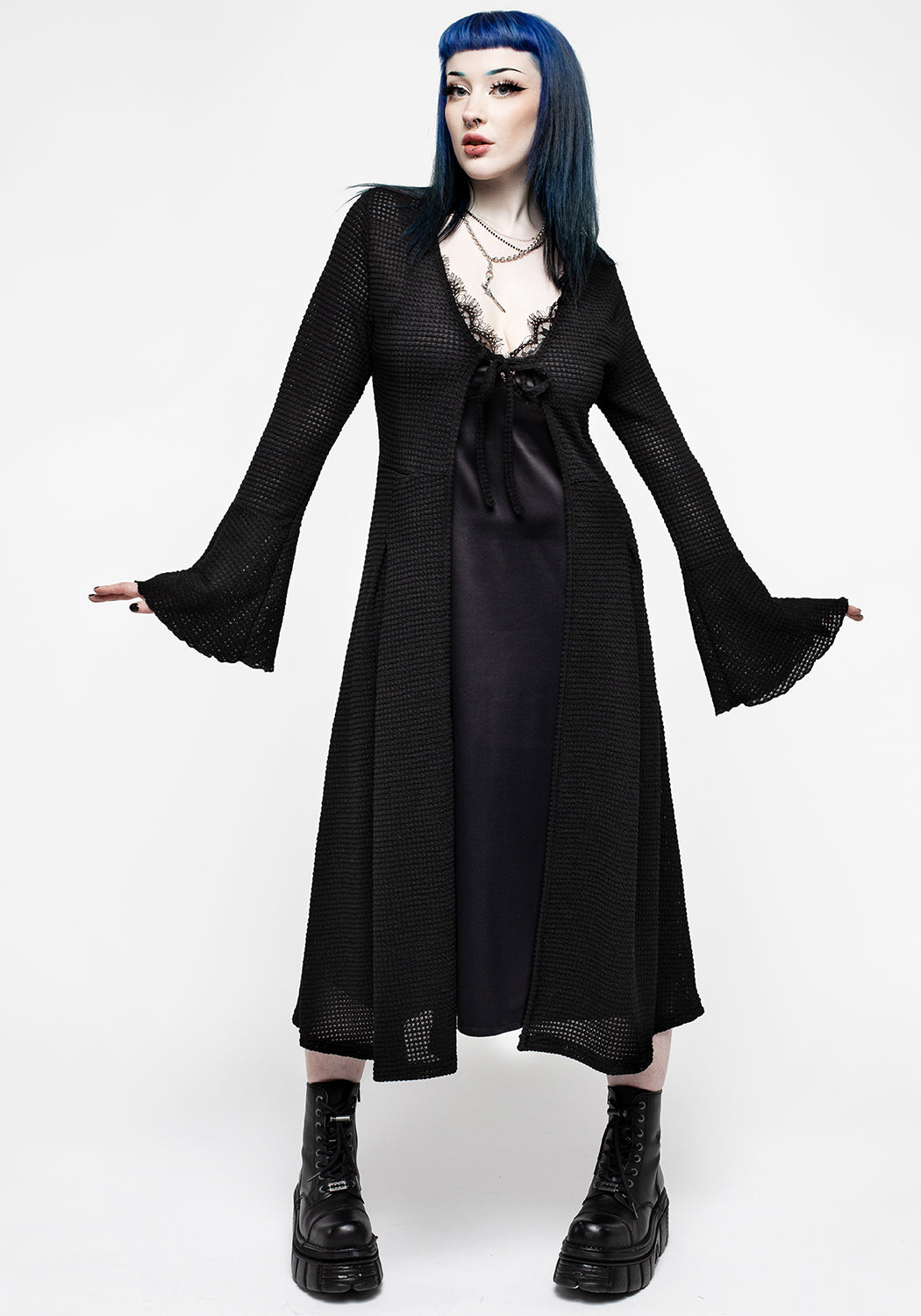 Disturbia | Xana Textured Tie Front Long Cardigan | Cardigans