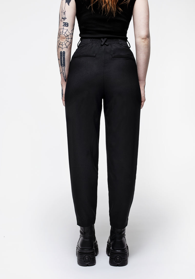 Malverde High Waist Tapered Trousers - Black