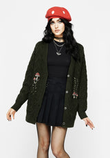 Seelie Embroidered Cable Knit Cardigan