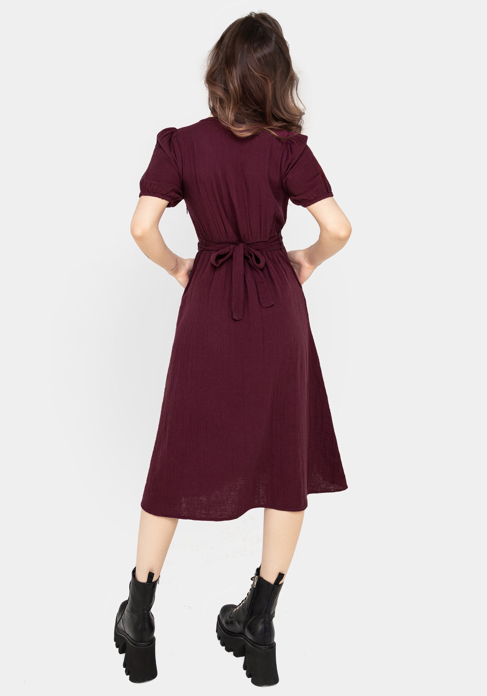 Poultice Embroidered Cotton Midi Dress