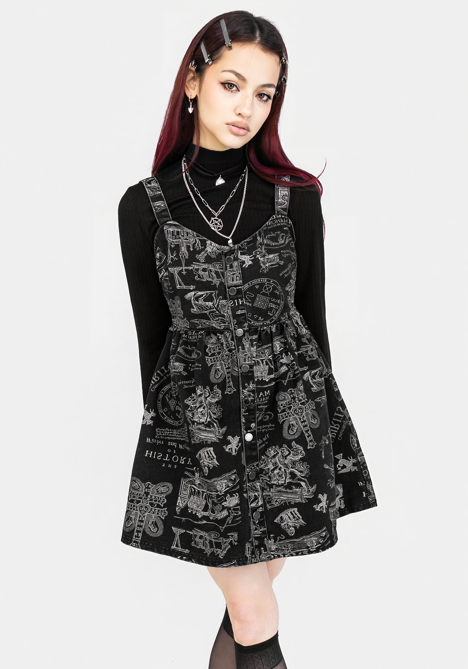 Disturbia | Heresy Button Up Mini Apron Dress | Dresses