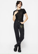 Nirah Embroidered Distressed Mom Jeans