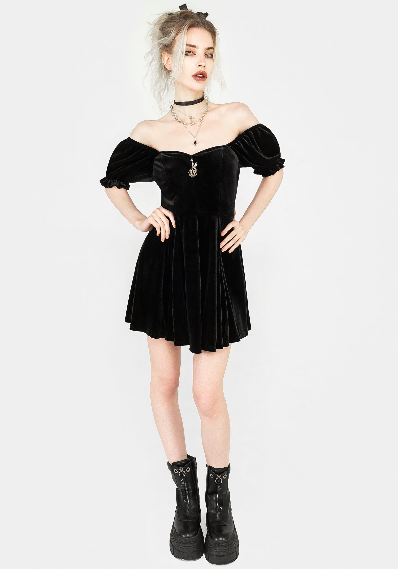 Disturbia | Drakon Velour Corset Mini Dress | Dresses