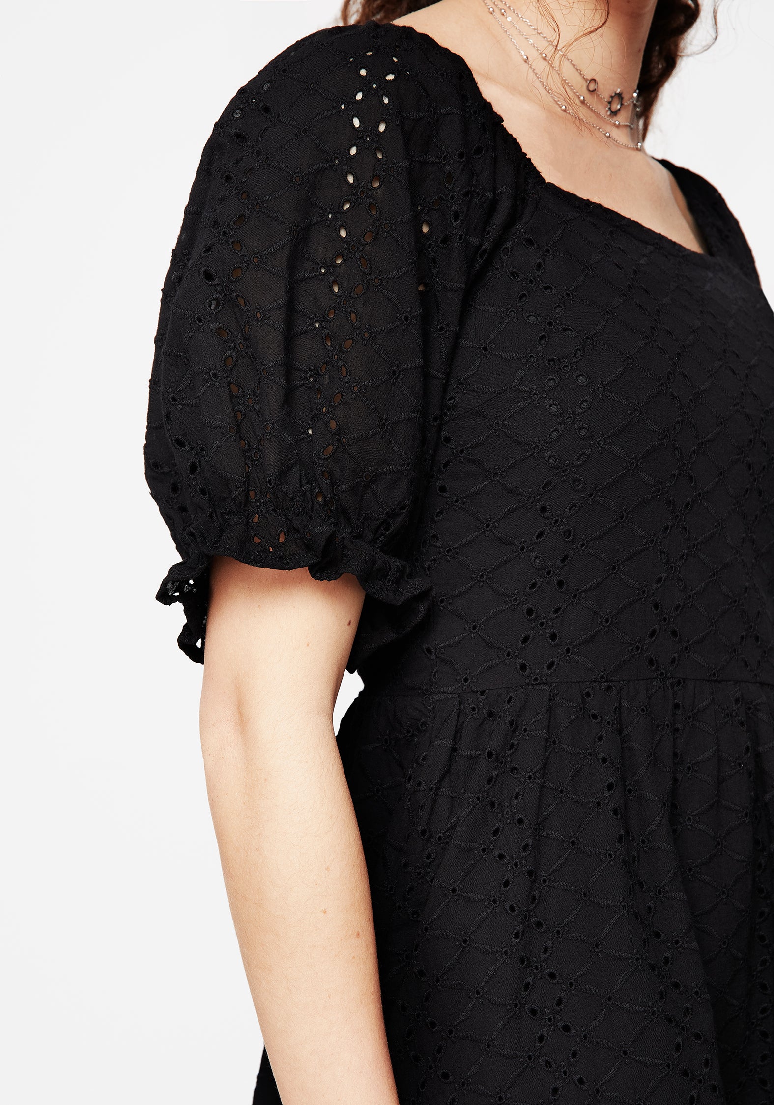 Euthymia Broderie Puff Sleeve Mini Dress