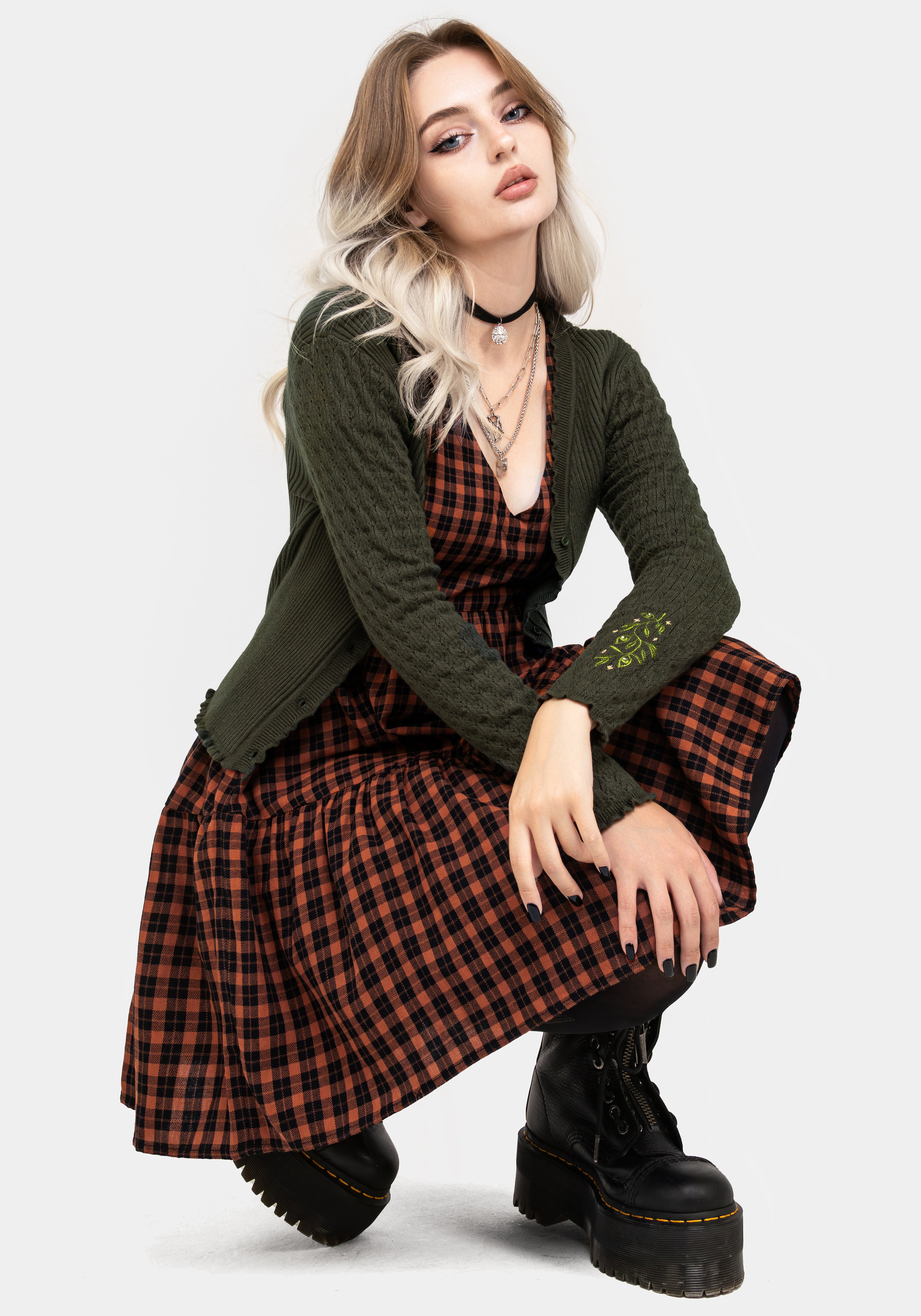Disturbia | Terra Check Mini Smock Dress - Orange | Dresses