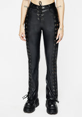 Mortis Laced Straight Leg PU Trousers