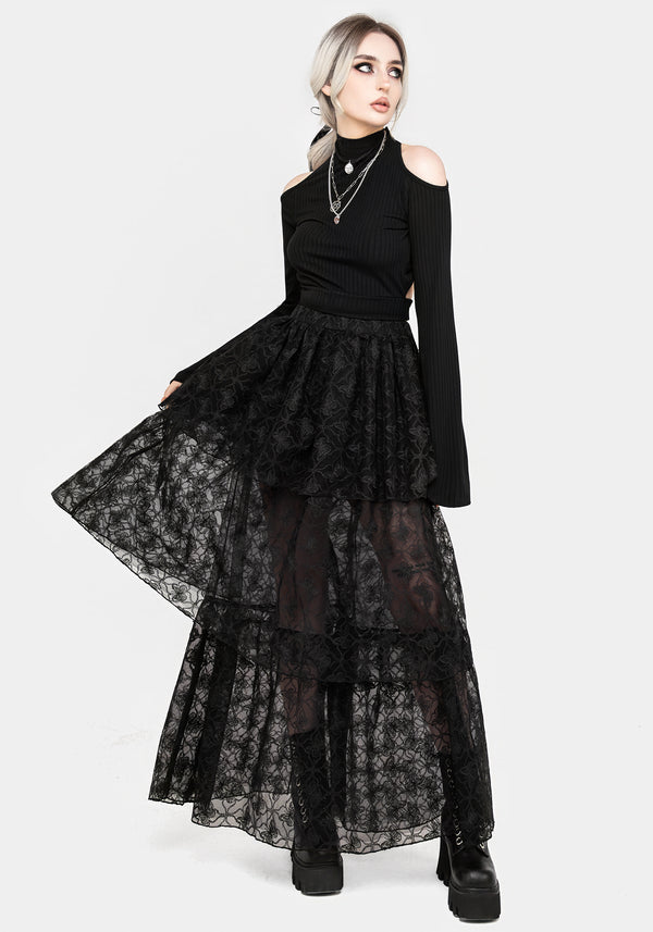 Chrysalis Butterfly Lace Tiered Maxi Skirt