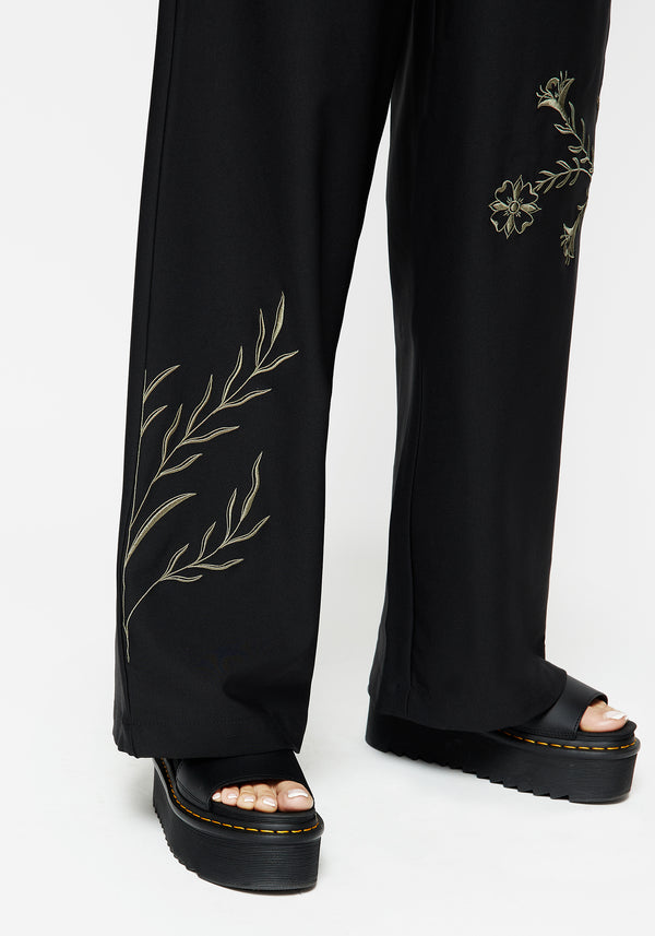 Herald Embroidered Wide Leg Trousers