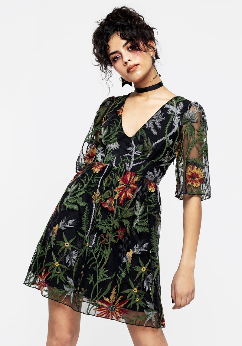 Disturbia | Wildflower Embroidered Mesh Mini Dress | Dresses Disturbia | Wildflower Embroidered Mesh Mini Dress | Dresses
