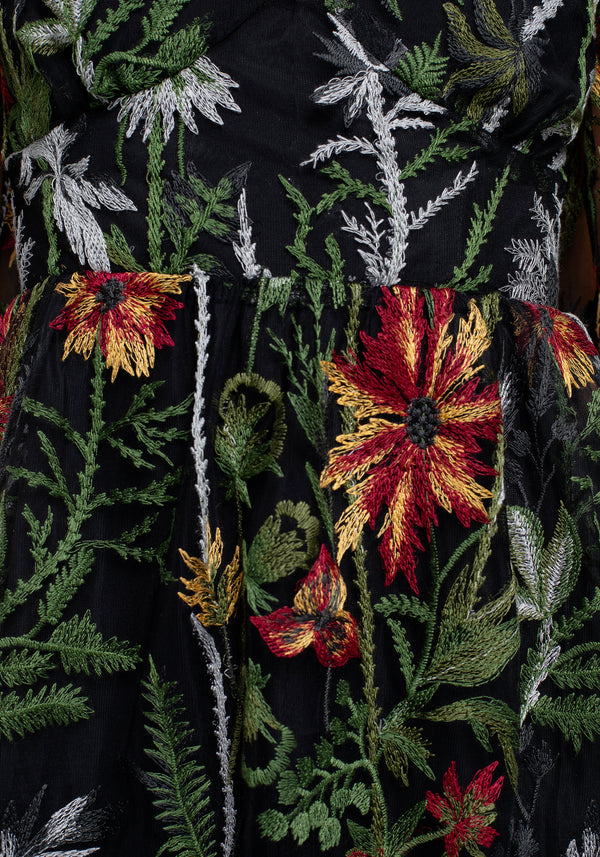 Wildflower Embroidered Mesh Mini Dress