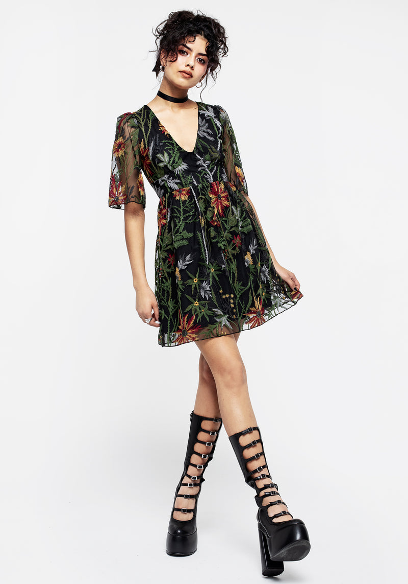 wildflower embroidered mini dress Wildflower Embroidered Mini Dress by Free People in Blue, Size: L