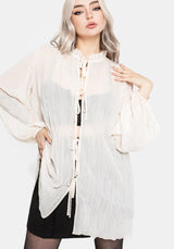 Villain Textured Blouse - White UK 6