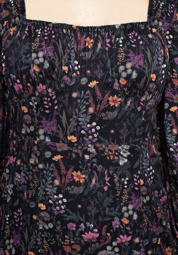 Heliotrope Floral Print Midi Dress