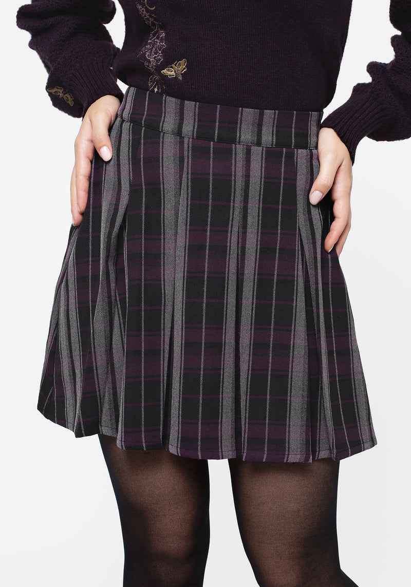 Disturbia Gambit Check Pleated Mini Skirt Skirts