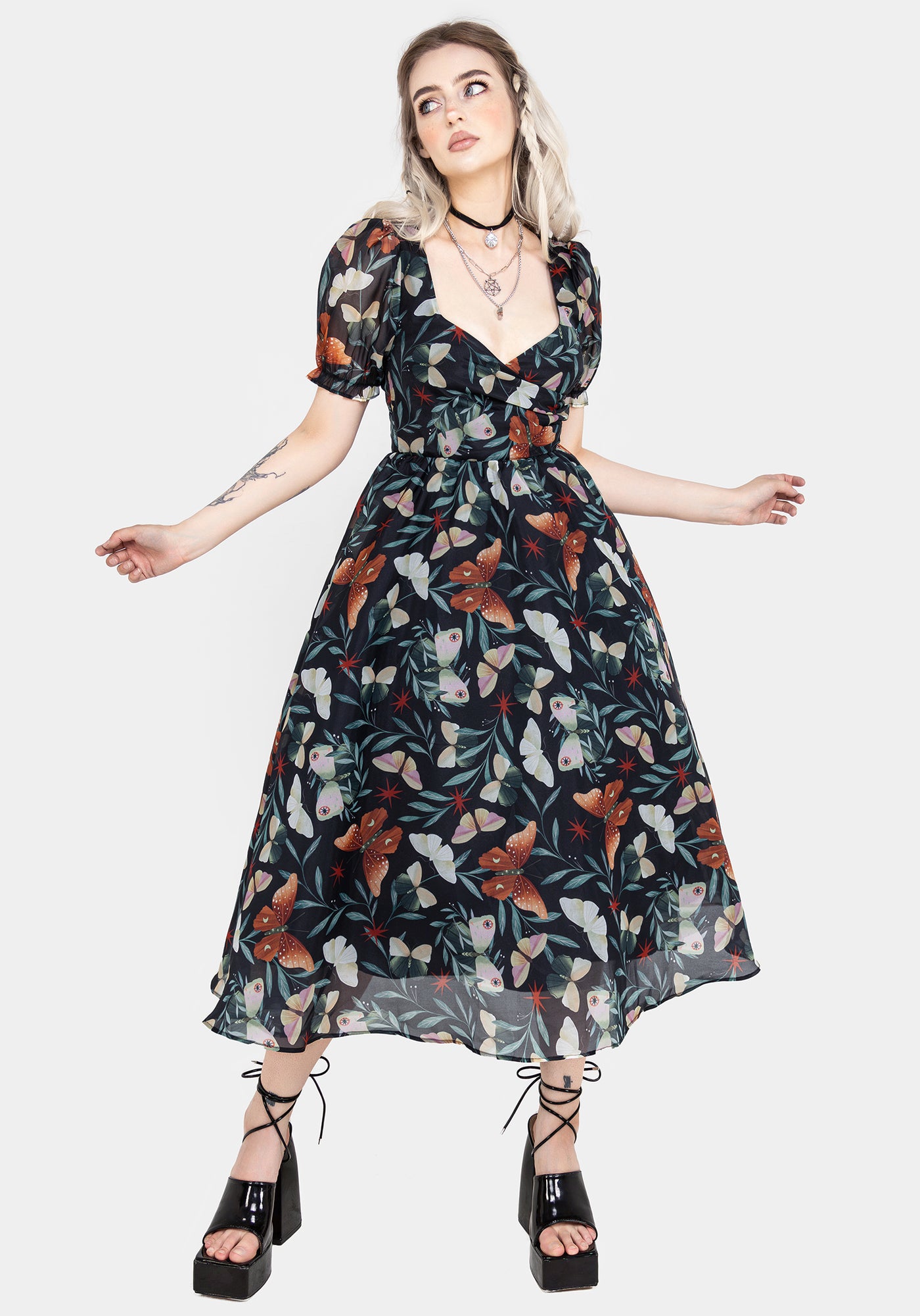 Disturbia | Mariposa Puff Sleeve Organza Midi Dress | Dresses Disturbia | Mariposa Puff Sleeve Organza Midi Dress | Dresses