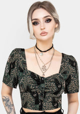 Hemlock Button Up Crop Top - Green