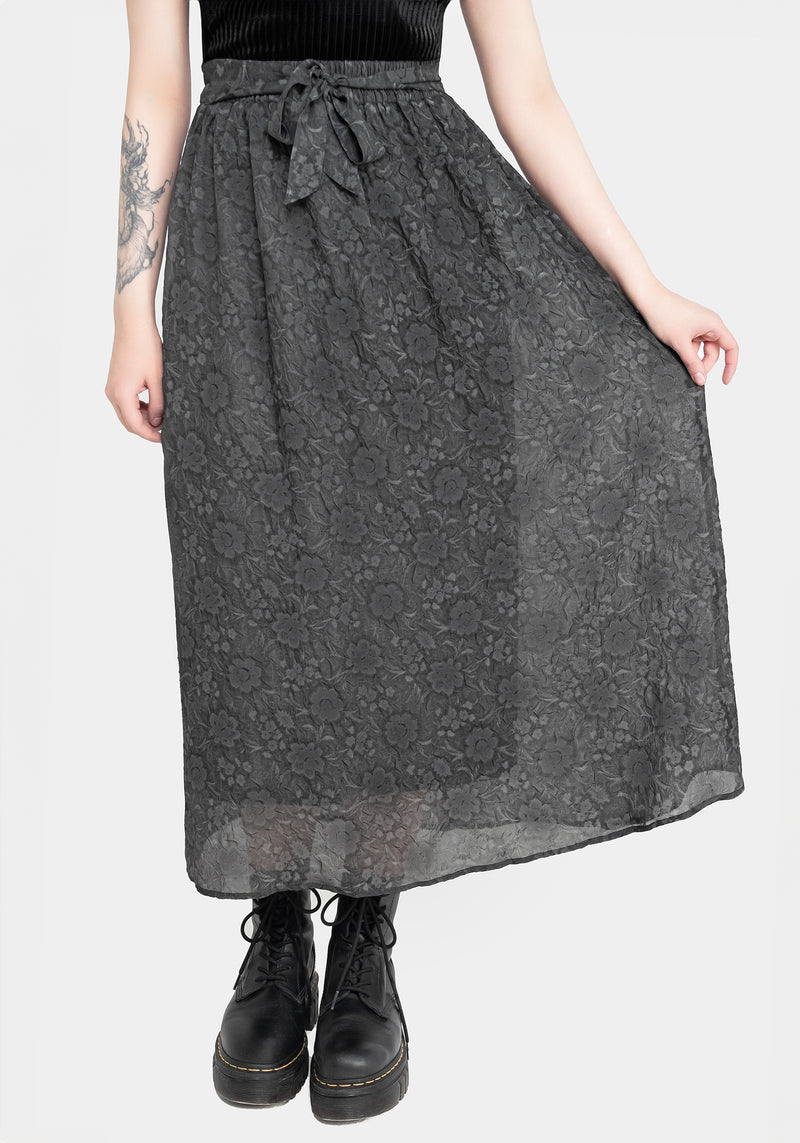 Revival Floral Mesh Layered Midi Skirt