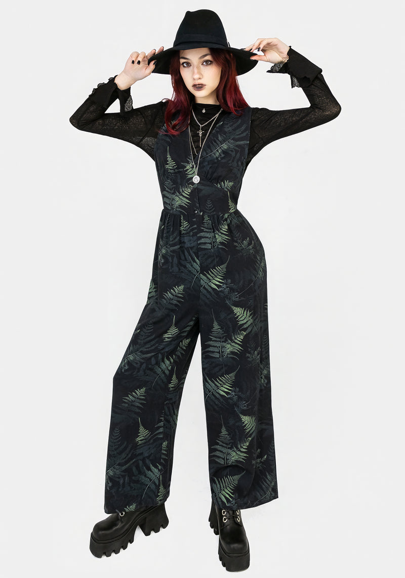 Fernery Sleeveless Button Up Jumpsuit