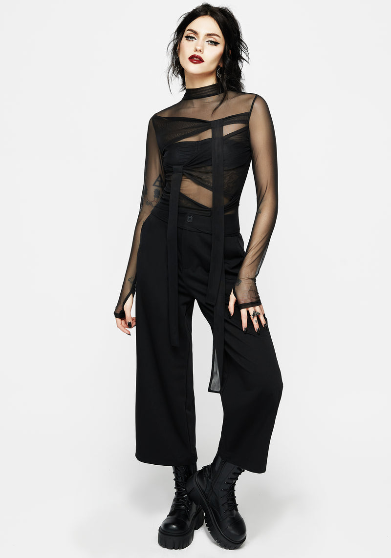 Madison Ruched Mesh Top