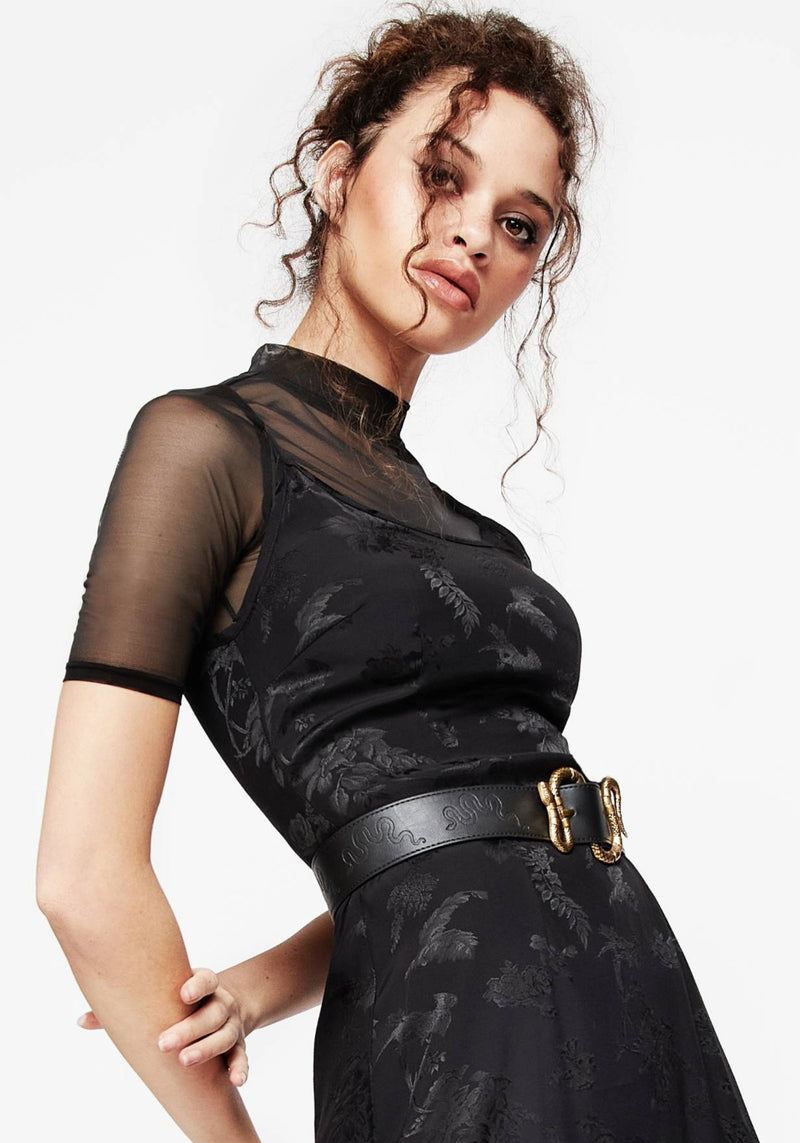 Disturbia | Mamba Debossed Belt With Snake Buckle - Brass | Belts