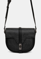 Cypress Paisley Debossed Crossbody Satchel Bag - Black