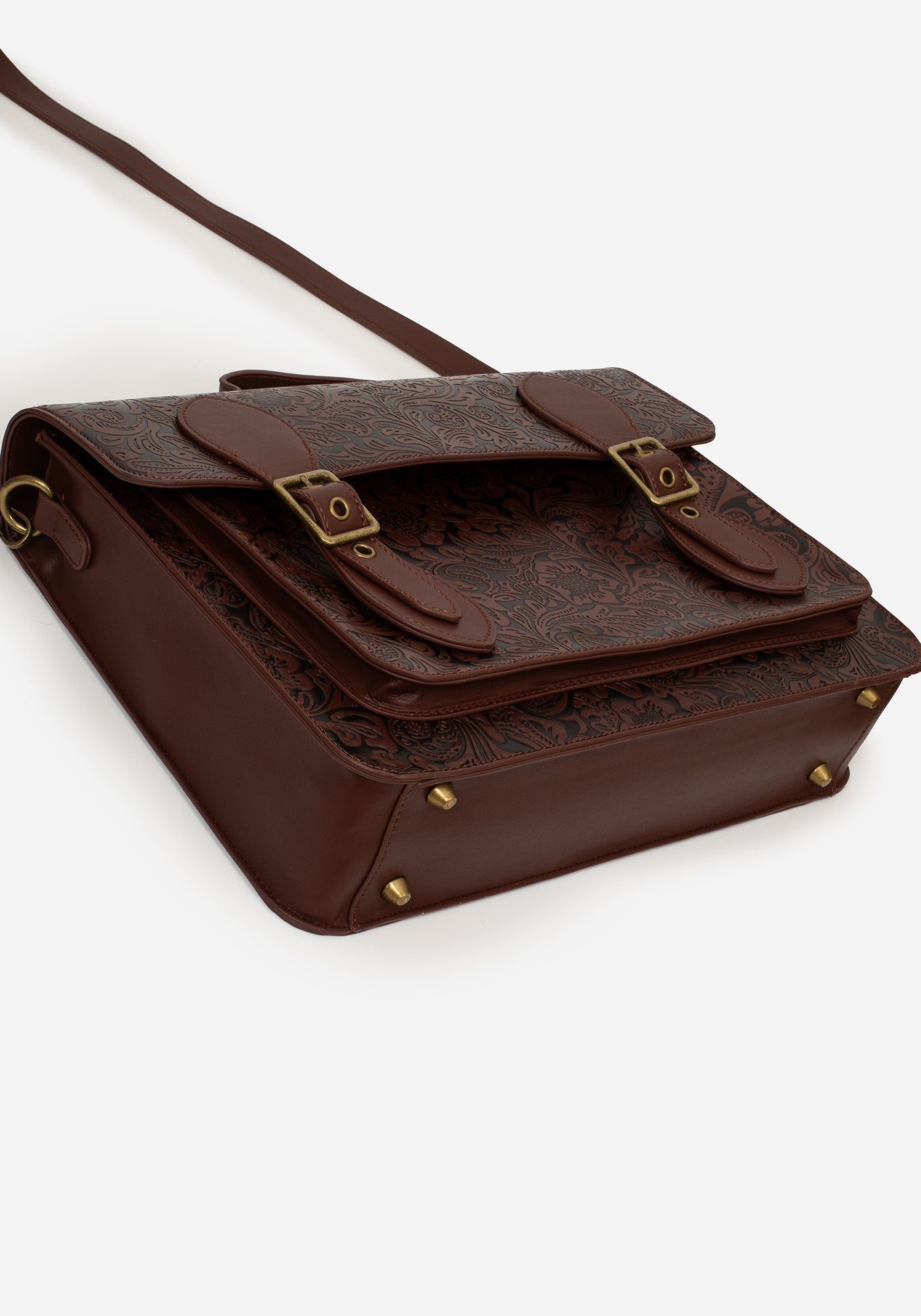 Disturbia Sunder Floral Debossed Crossbody Satchel Bag Satchels