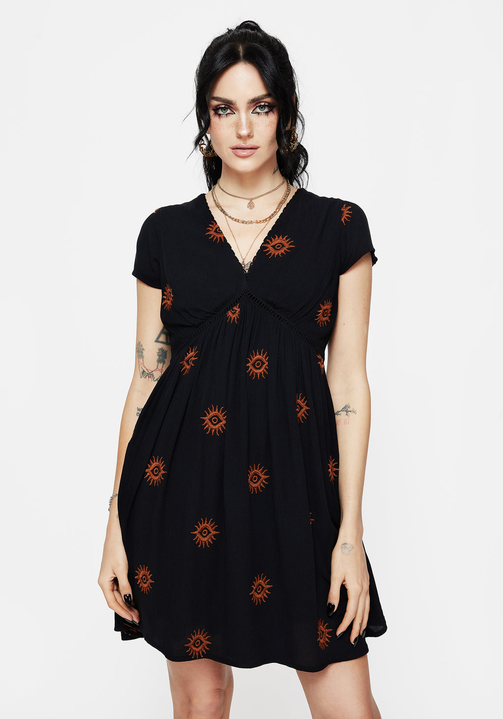 Solstice Embroidered Smock Mini Dress – Disturbia