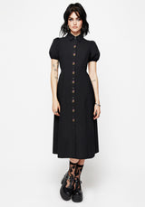 Despair Cotton Thistle Embroidered Button Up Midaxi Dress