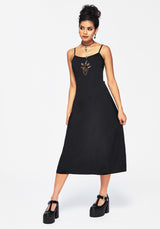 Despair Cotton Thistle Embroidered Cami Tie Back Midi Dress