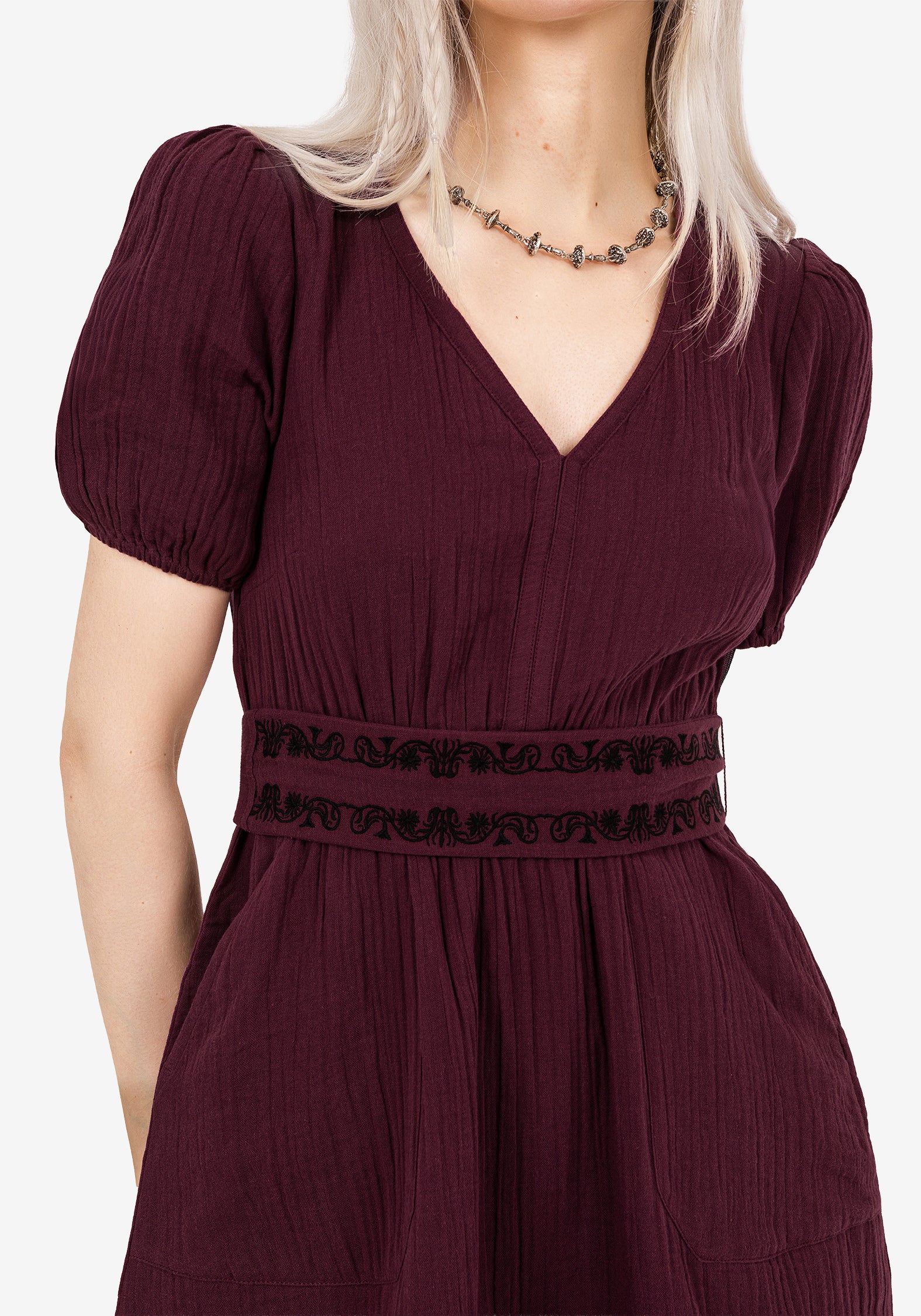 Poultice Embroidered Cotton Mini Dress
