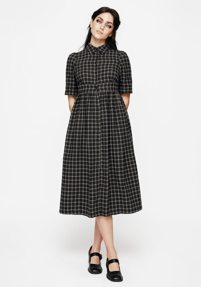 Disturbia | Terra Midi Smock Shirt Dress - Olive | Dresses Disturbia | Terra Midi Smock Shirt Dress - Olive | Dresses
