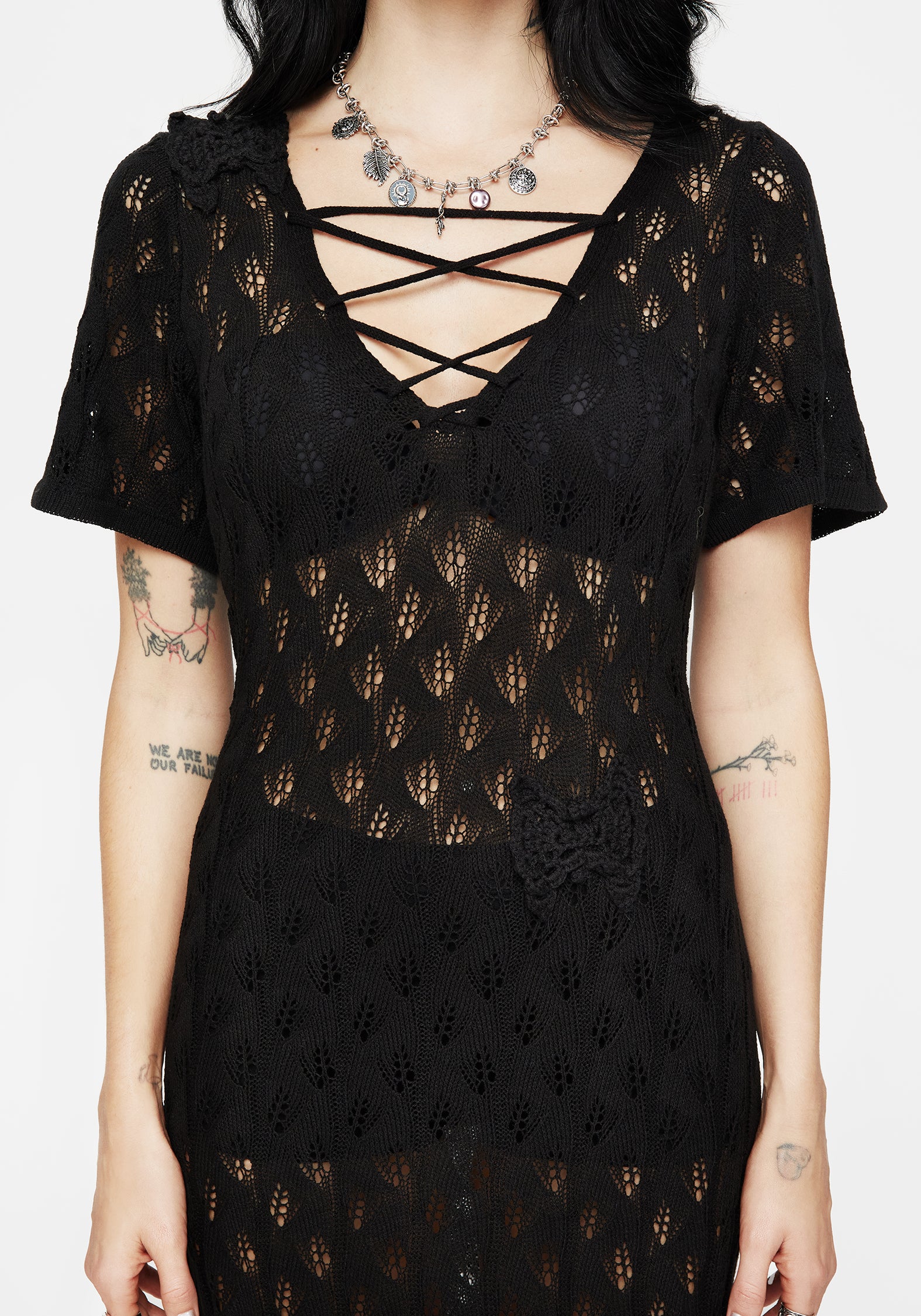 Elnora Moth Crochet Knit Maxi Dress