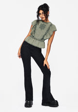 Eartha Embroidered Cotton Frill Detail Peplum Top