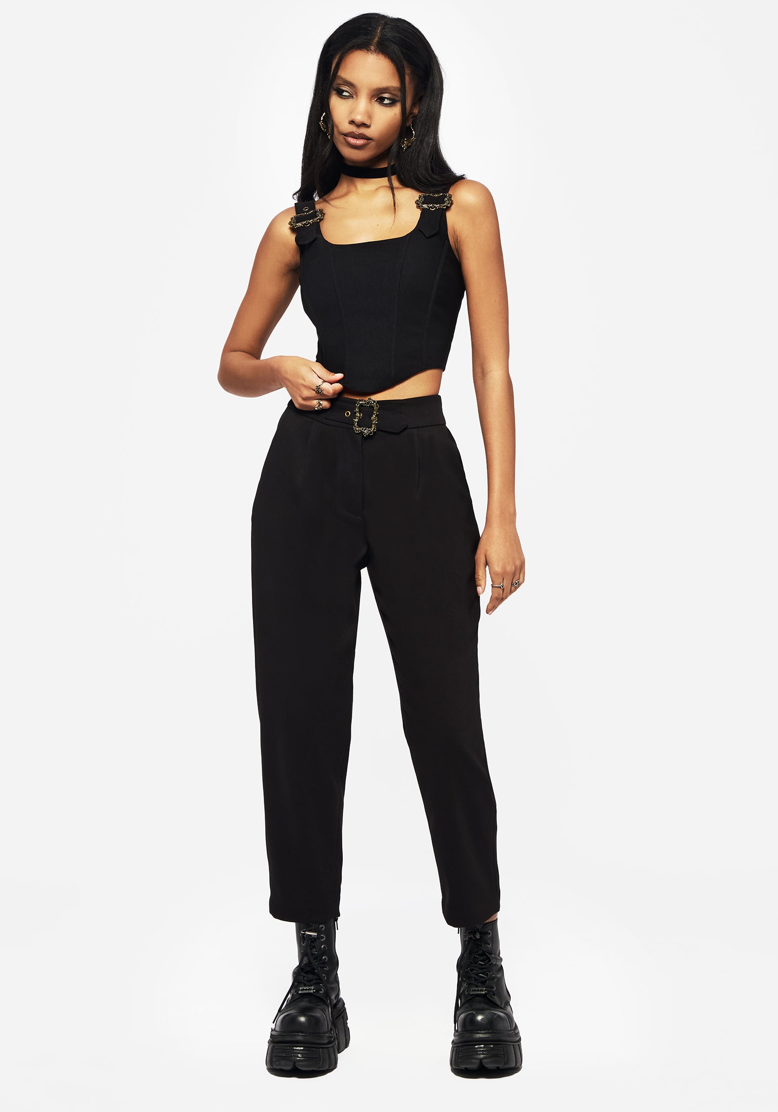 Disturbia | Elder Buckle Detail Corset Top | Tops