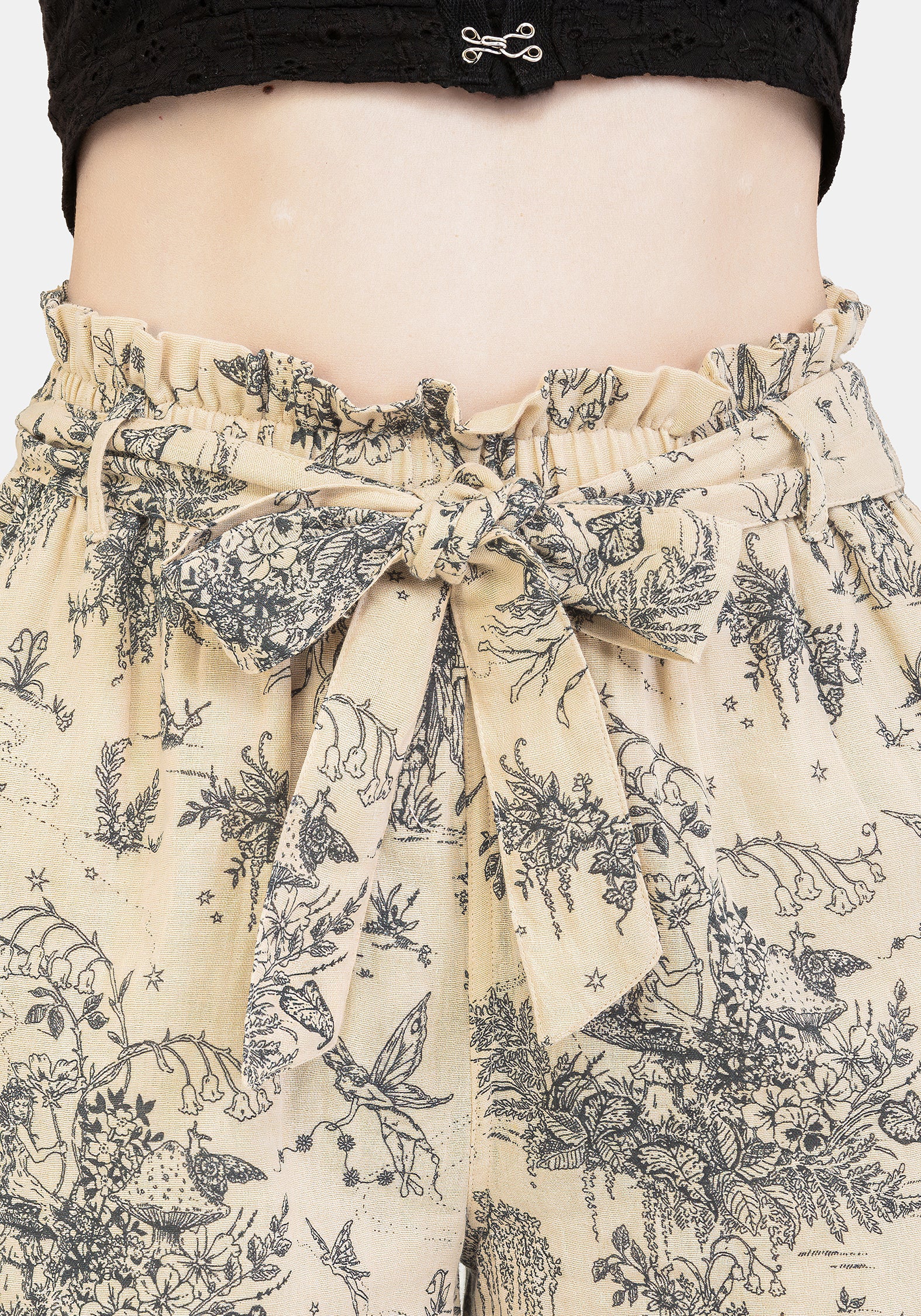Maypole Cotton Print Paperbag Shorts