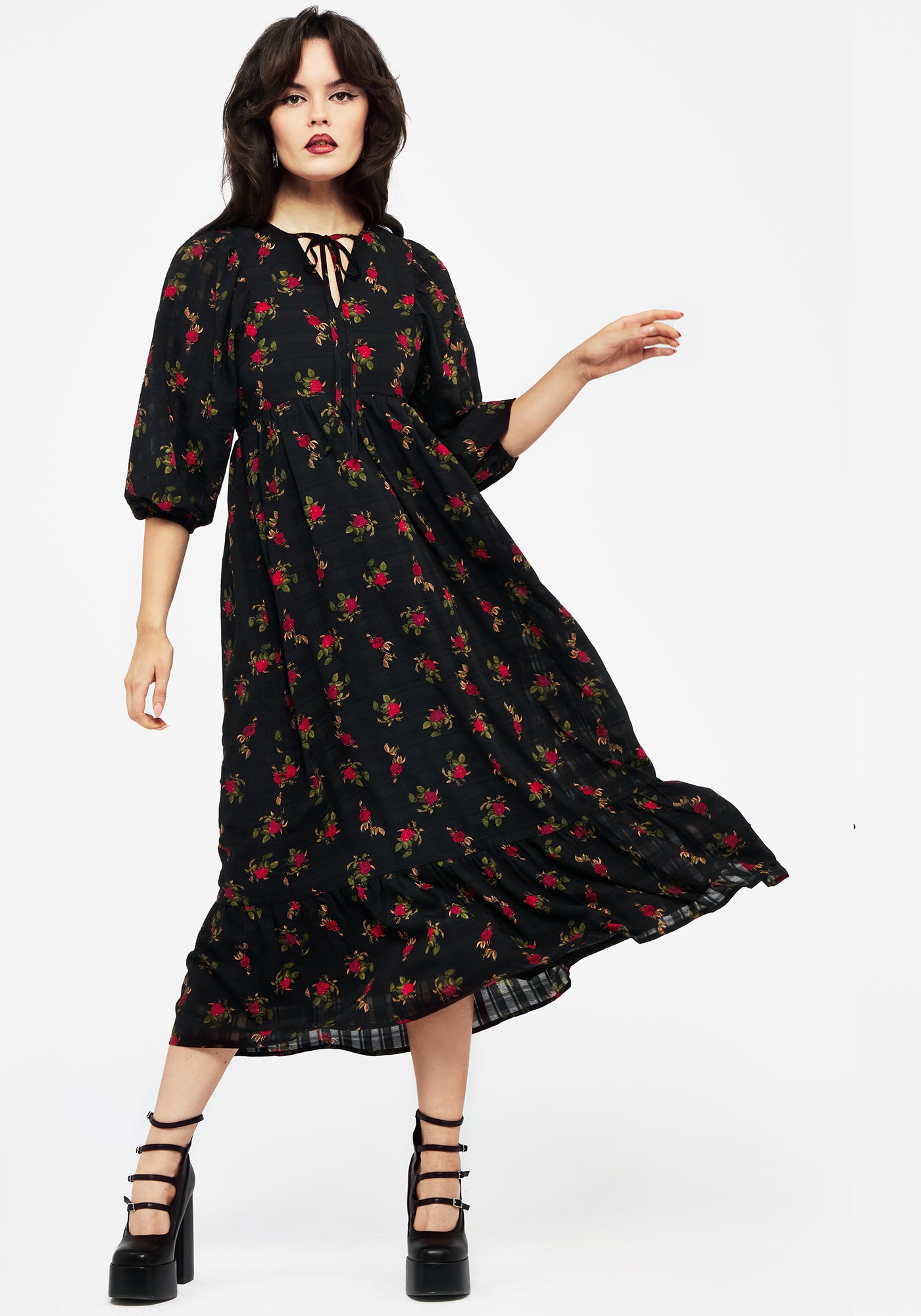 Disturbia | Darcey Floral Print Chiffon Midaxi Dress | Dresses